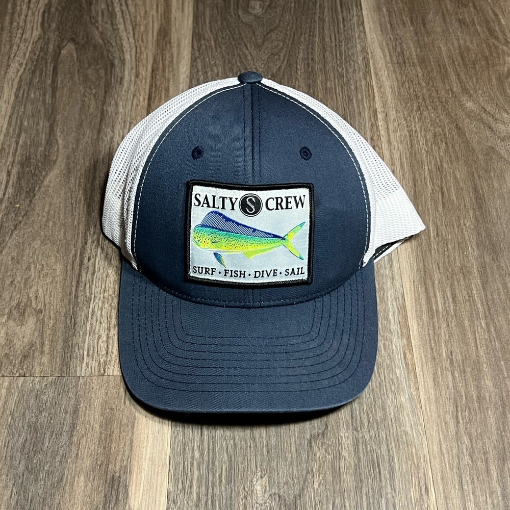 Salty Crew Men's Unisex Navy Snapback Yupoong Fishing Classics Trucker Hat Cap